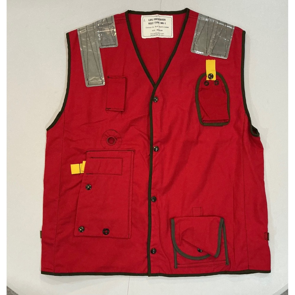 1991 VTG Safegard Corp Life Preserver Vest Mens M Red Collectible Rare